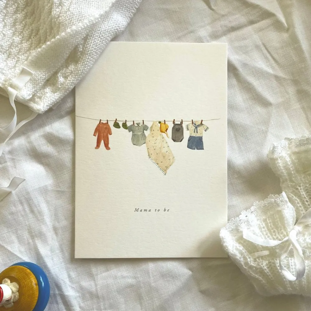 Cottontails Baby Cards*Baby clothes washing line card 'Mama to Be'