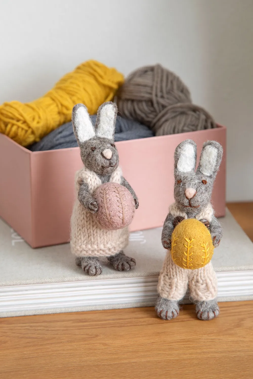Cottontails Baby Felt Bunnies | Soft Toy Bunnies*En Gry & Sif little grey rabbit - yellow egg