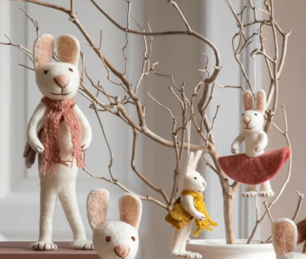 Cottontails Baby Felt Bunnies | Soft Toy Bunnies*En Gry & Sif little grey rabbit - yellow dress
