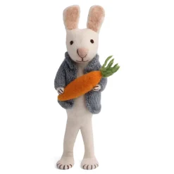 Cottontails Baby Felt Bunnies | Soft Toy Bunnies*En Gry & Sif little white hare - cardigan & carrot