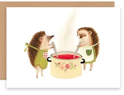 Cottontails Baby Cards | Little Kitchen*Greeting Card - Hedgehog Making Jam