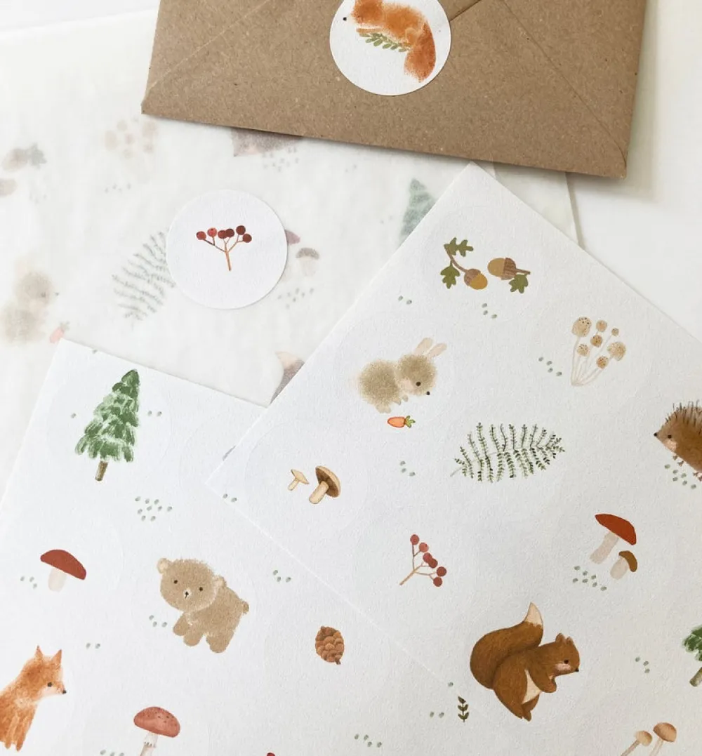 Cottontails Baby Stickers & Stationery | Craft & Stickers*Handmade Paper stickers - White Woodland