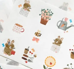 Cottontails Baby Stickers & Stationery | Bunny Cards & Stationery*Handmade Paper Stickers - Gardening Bunnies