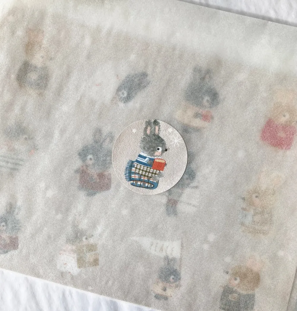 Cottontails Baby Stickers & Stationery | Bunny Cards & Stationery*Handmade Paper Stickers - Cosy Bunnies