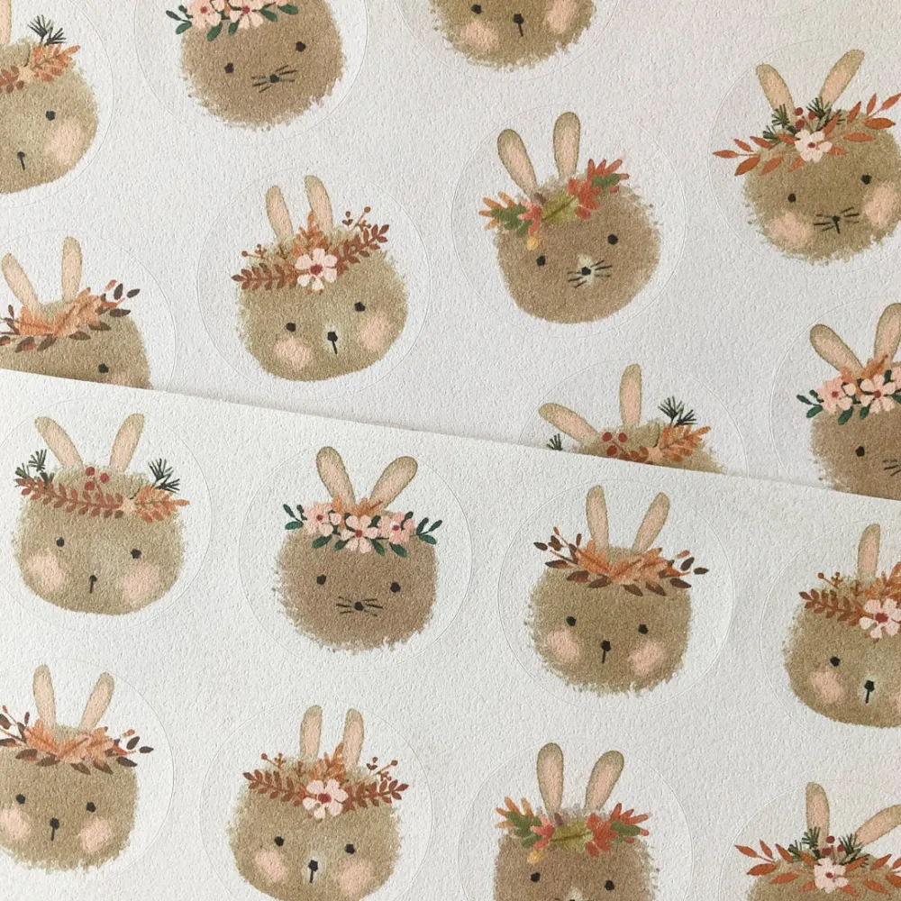 Cottontails Baby Stickers & Stationery | Craft & Stickers*Handmade Paper Stickers - Bunny Heads