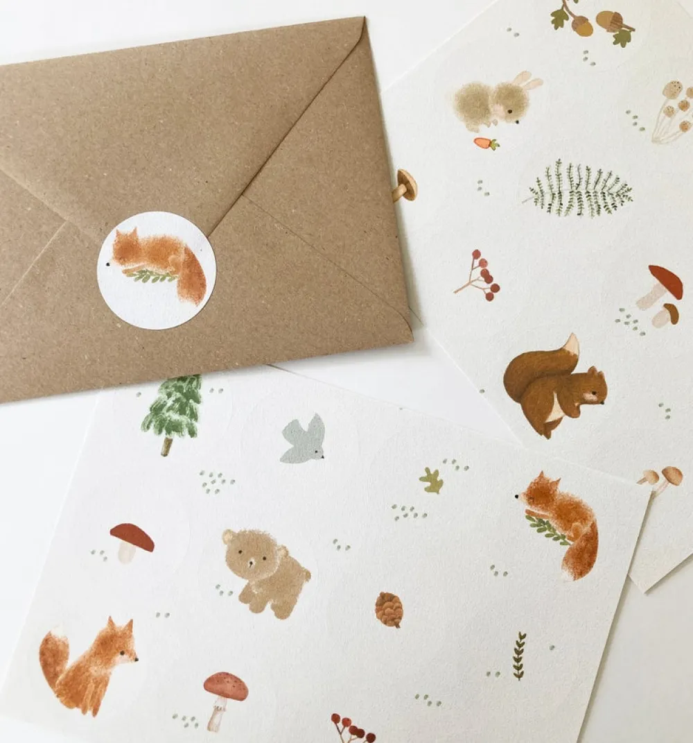 Cottontails Baby Stickers & Stationery | Craft & Stickers*Handmade Paper stickers - White Woodland