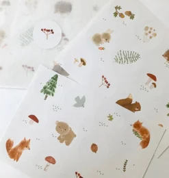 Cottontails Baby Stickers & Stationery | Craft & Stickers*Handmade Paper stickers - White Woodland