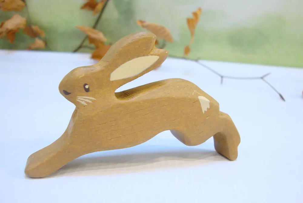 Cottontails Baby Wooden Bunnies | Wooden Toys*Little wooden woodland animal - leaping hare
