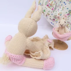Cottontails Baby Soft Toy Bunnies*Mother Rabbit and Baby - hand knitted organic cotton