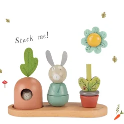 Cottontails Baby Wooden Bunnies | Wooden Toys*Moulin Roty Three Rabbits Wooden Stacking Toy