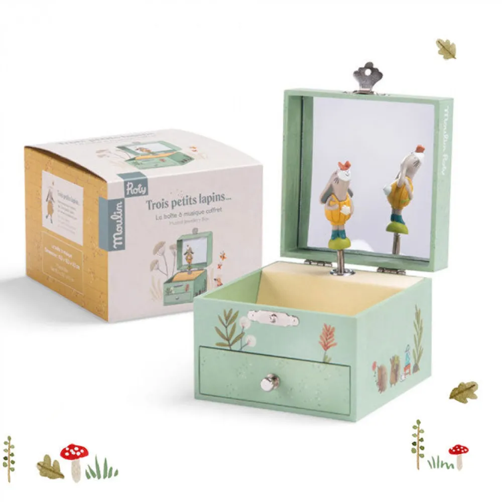 Cottontails Baby Wooden Bunnies | Wooden Toys*Moulin Roty Three Rabbits Musical Jewellery Box