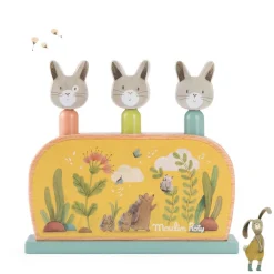 Cottontails Baby Wooden Bunnies | Wooden Toys*Moulin Roty Three Rabbits Wooden Pop-up Toy