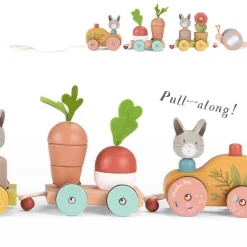 Cottontails Baby Wooden Bunnies | Wooden Toys*Moulin Roty Three Rabbits Pull-along Wooden Train