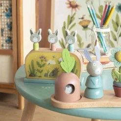 Cottontails Baby Wooden Bunnies | Wooden Toys*Moulin Roty Three Rabbits Wooden Pop-up Toy