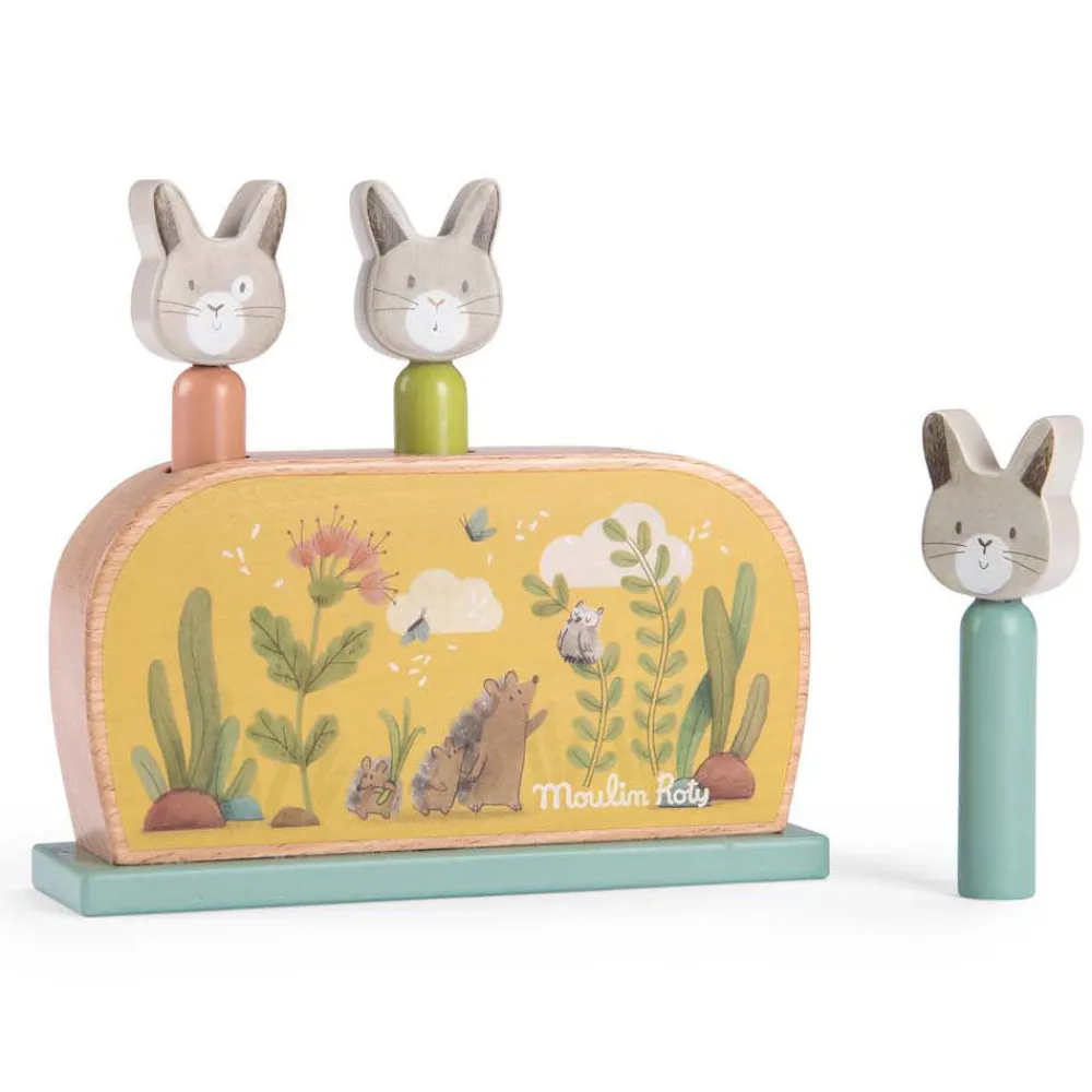 Cottontails Baby Wooden Bunnies | Wooden Toys*Moulin Roty Three Rabbits Wooden Pop-up Toy