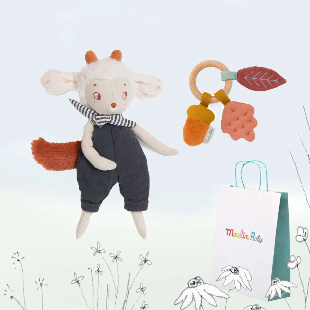 Cottontails Baby Handpicked Gift Sets | Comforters & Rattles*New Baby Gift Set - lamb & leaves