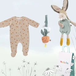 Cottontails Baby Bunnies For Babies | Handpicked Gift Sets*New Baby Gift-wrapped Set - sleep suit, rabbit & radish