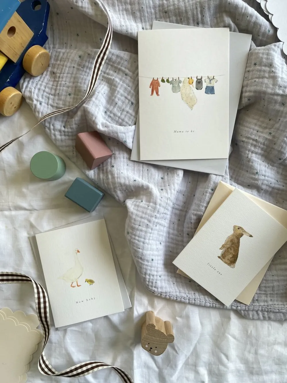 Cottontails Baby Cards*Petite goose & gosling card 'New Baby'