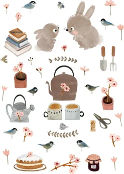 Cottontails Baby Cards | Bunny Cards & Stationery*Postcard & Envelope - Bunny Teatime
