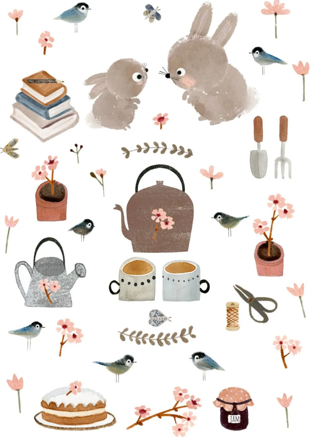 Cottontails Baby Cards | Bunny Cards & Stationery*Postcard & Envelope - Bunny Teatime