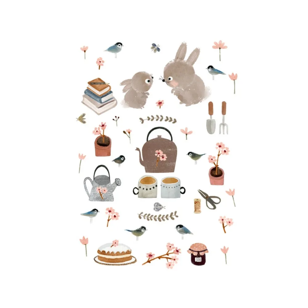 Cottontails Baby Cards | Bunny Cards & Stationery*Postcard & Envelope - Bunny Teatime