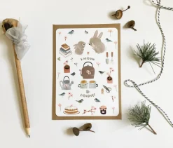 Cottontails Baby Cards | Bunny Cards & Stationery*Postcard & Envelope - Bunny Teatime