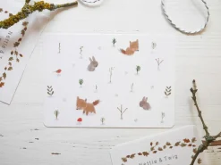 Cottontails Baby Cards | Bunny Cards & Stationery*Postcard & Envelope - Fox & Bunny Woodland