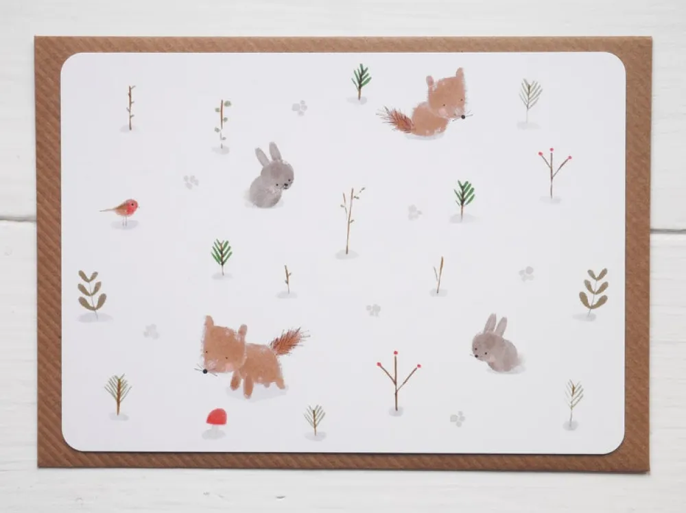 Cottontails Baby Cards | Bunny Cards & Stationery*Postcard & Envelope - Fox & Bunny Woodland