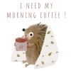 Cottontails Baby Cards*Postcard & Envelope - Hedgehog & Morning Coffee