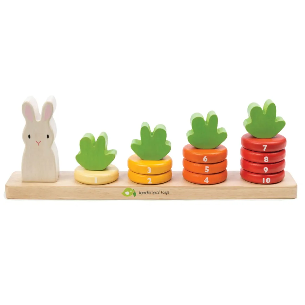Cottontails Baby Wooden Bunnies | Wooden Toys*Tender Leaf Wooden Toy - Counting Carrots