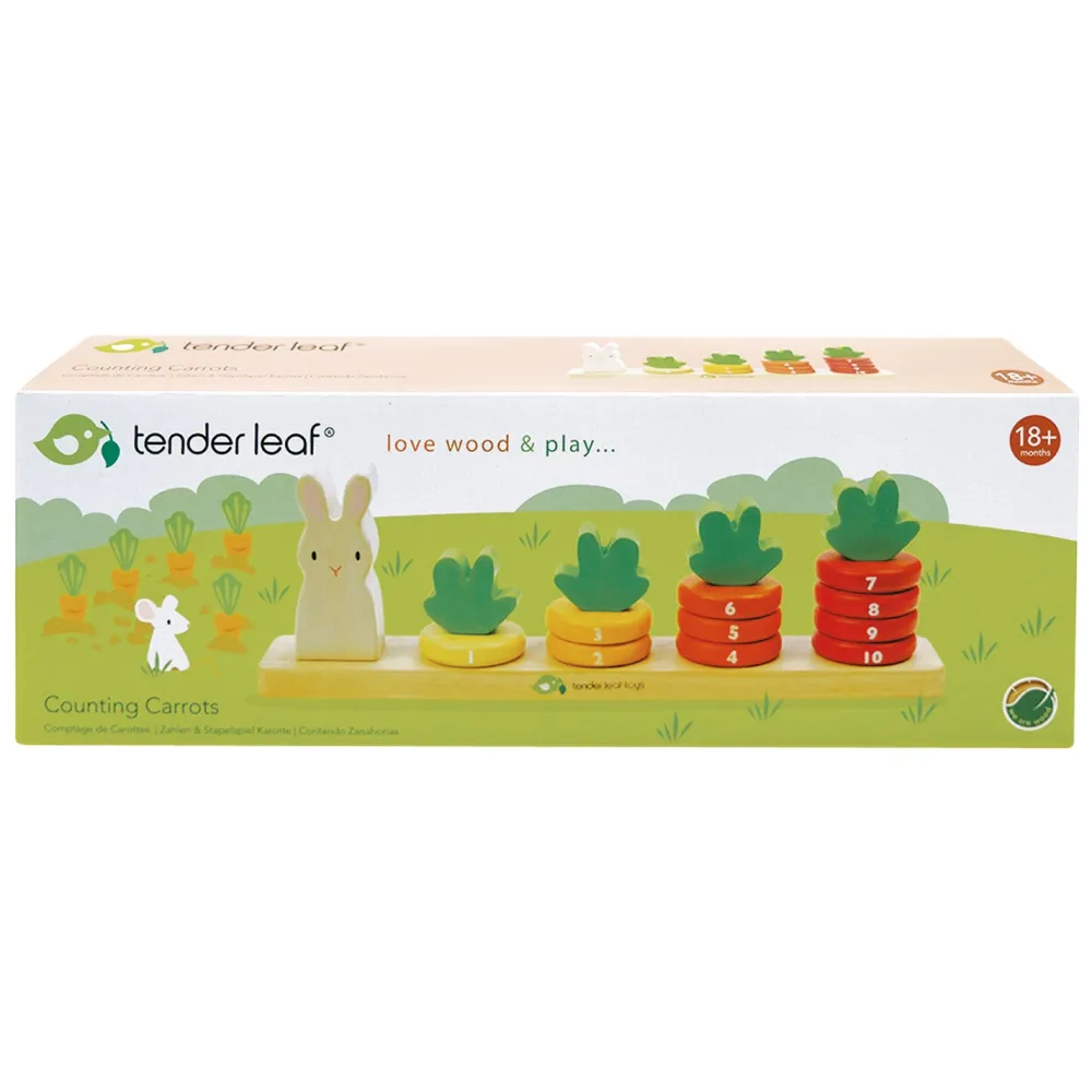 Cottontails Baby Wooden Bunnies | Wooden Toys*Tender Leaf Wooden Toy - Counting Carrots