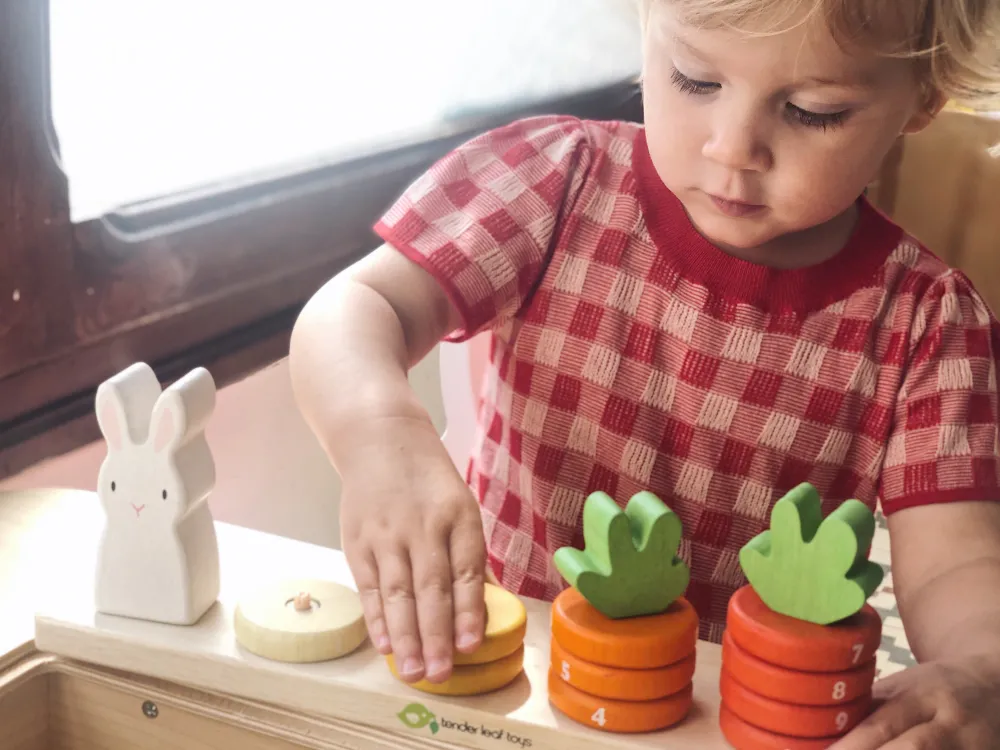 Cottontails Baby Wooden Bunnies | Wooden Toys*Tender Leaf Wooden Toy - Counting Carrots